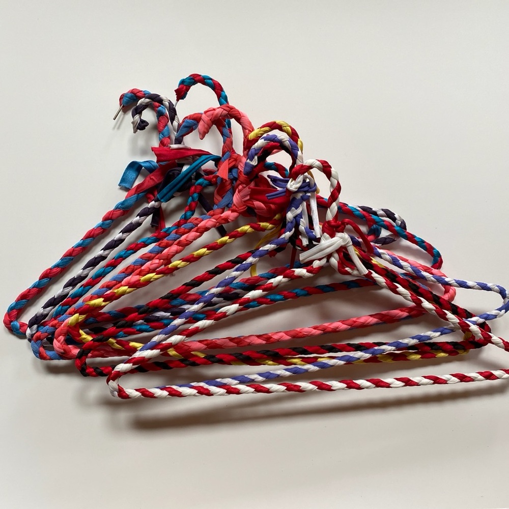 Colorful Braided Hangers Set Vintage Fabric Wrapped Wire Hangers